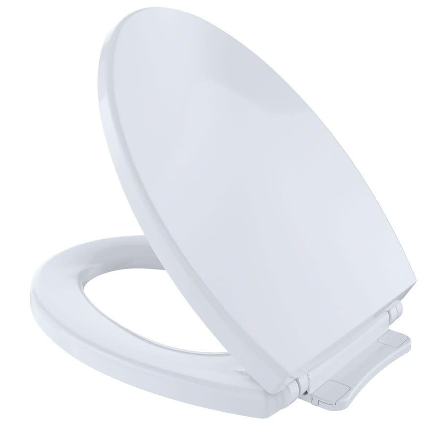 Toilet Seat, Elongated Bowl, Closed Front, With Cover, Plastic, White