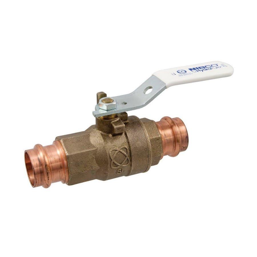 2-Piece Ball Valve, 1/2 in, Press, Full Port, Bronze Ball, Bronze