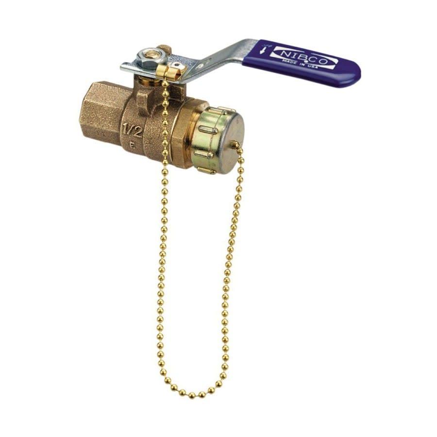 2-Piece Ball Valve, 3/4 in, FNPT x Male Hose Thread, Full Port, Plated Brass Ball, Bronze