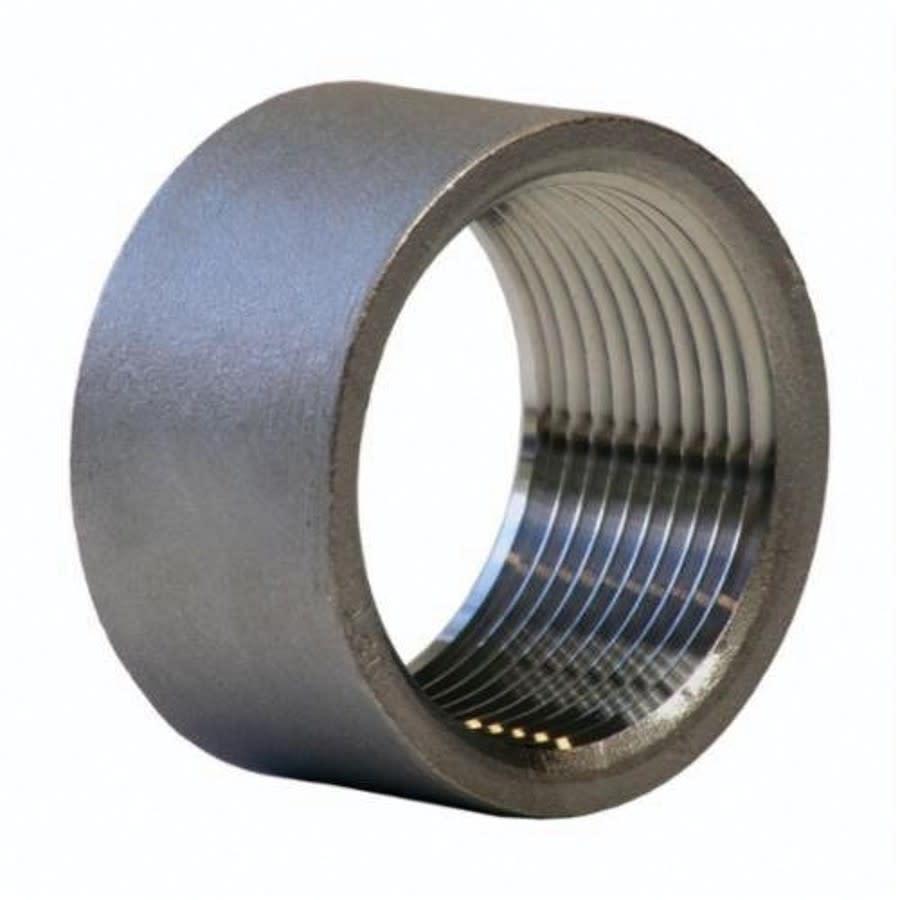 Half Coupling, 1-1/2 in, FNPT, 304/304L Stainless Steel, 150 lb