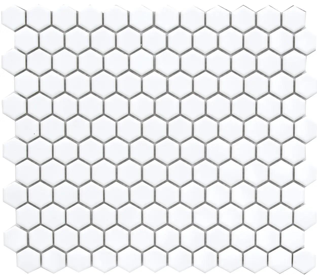 MG WHITE 12X12 MOS. HEXAGON 1X1
