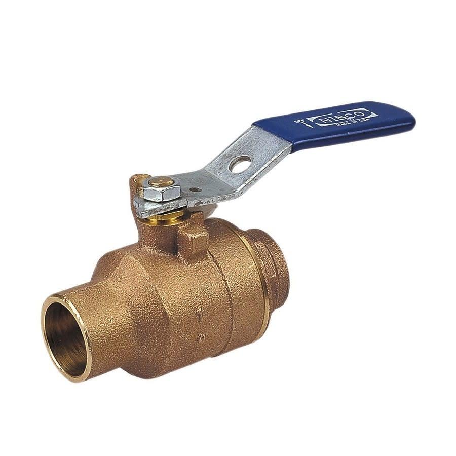 2-Piece Ball Valve, 3/4 in, C, Full Port, Plated Brass Ball, Bronze