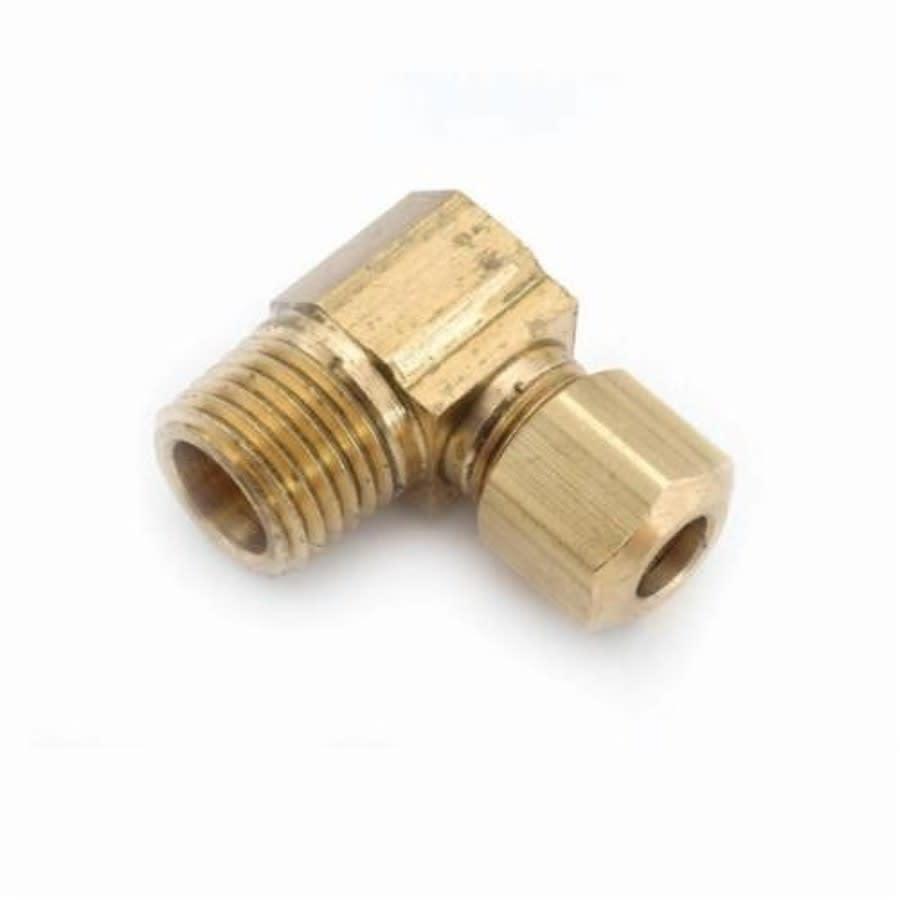 90 deg Elbow, 5/8 x 1/2 in, Comp x MNPT, Brass, Rough Brass, Domestic
