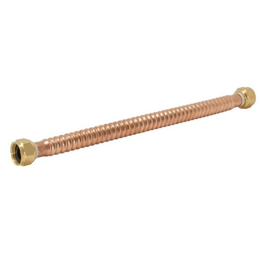 Corrugated Water Heater Flex, 3/4 in, FNPT, 12 in L, Copper