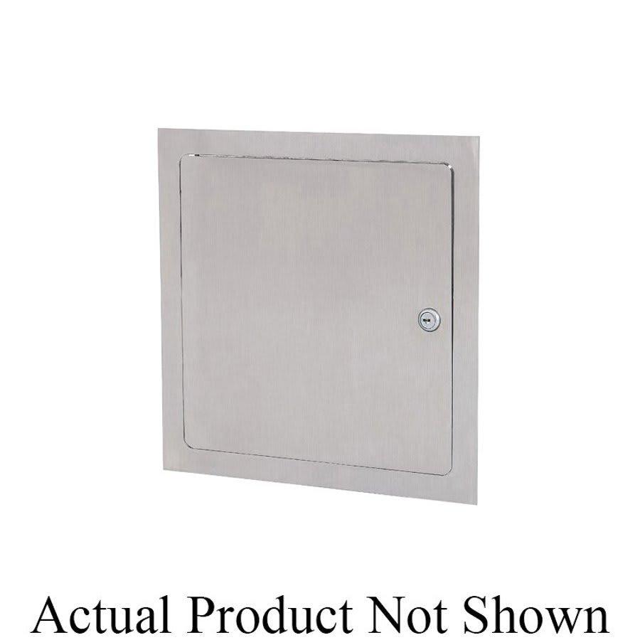 Drywall Access Door, Cylinder Lock, 12 x 12 in, 304/304L Stainless Steel, 16 ga, Satin