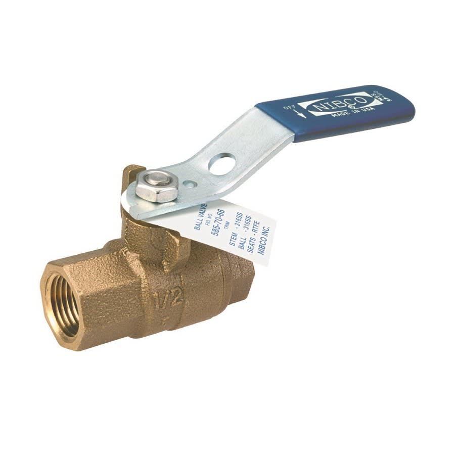 2-Piece Ball Valve, 1-1/4 in, FNPT, Full Port, Stainless Steel Ball, Bronze