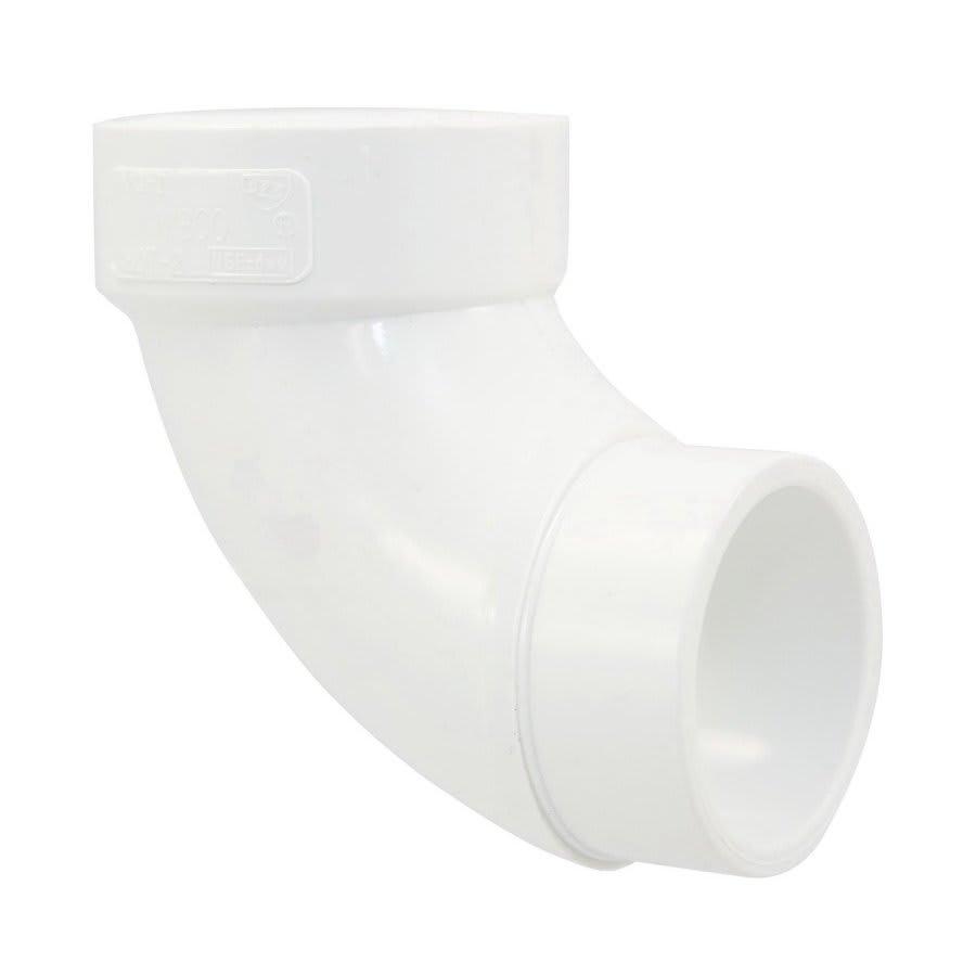 Street 90 deg Elbow, 1-1/2 in, Spigot x Hub, DWV, PVC
