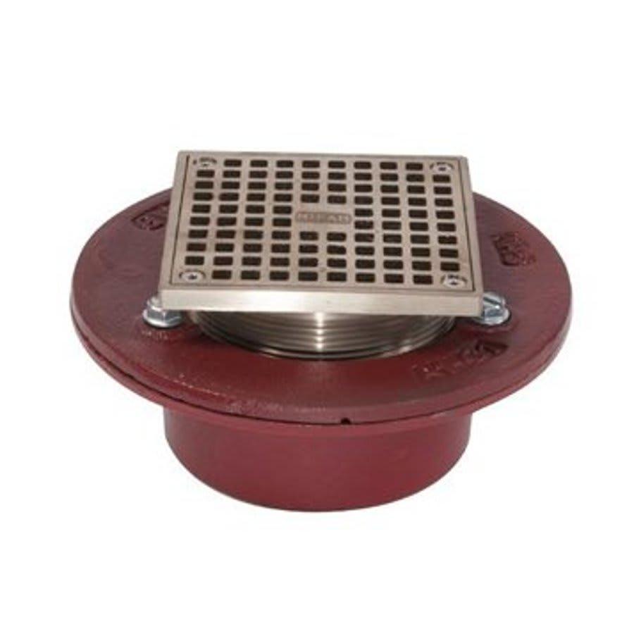 F100 Floor Drain, 3 in Outlet, No Hub, 5 in Square Nickel Bronze Top