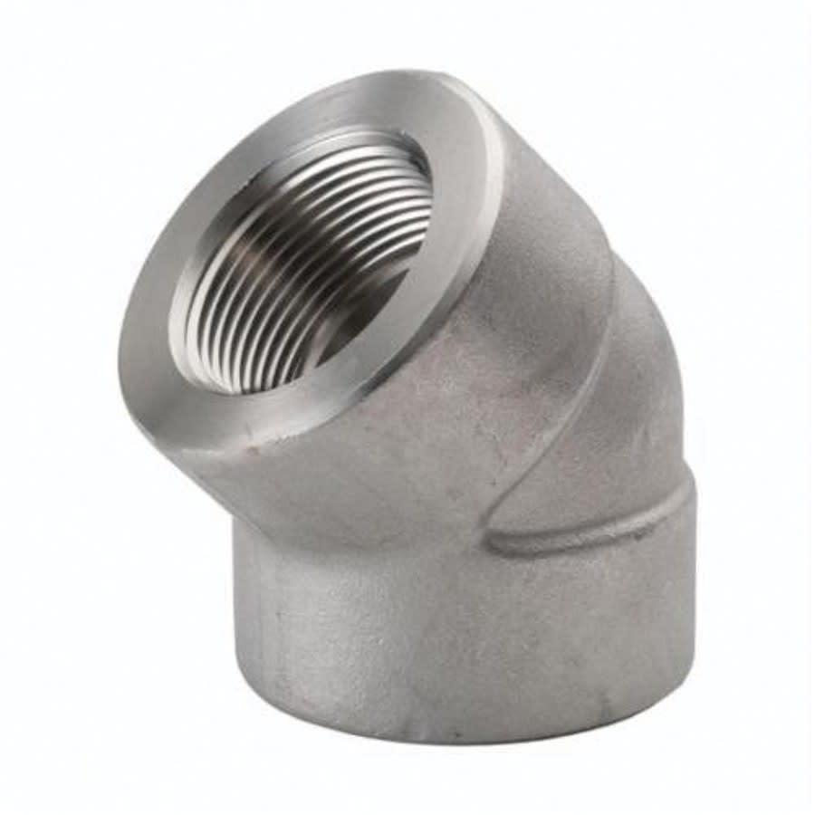 45 deg Elbow, 2 in, FNPT, 304/304L Stainless Steel, 3000 lb