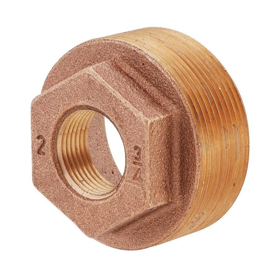 Hex Head Bushing, 1-1/2 x 1-1/4 in, MNPT x FNPT, Lead Free Brass, Rough Brass