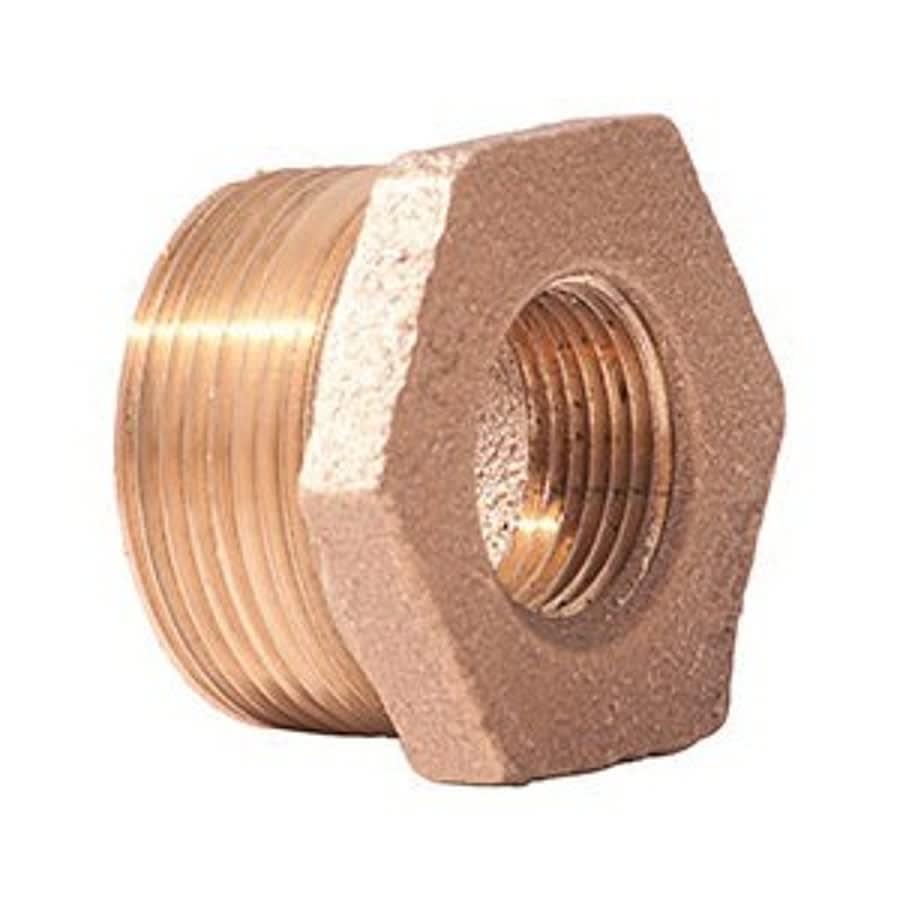 Hex Head Bushing, 3/8 x 1/4 in, MNPT x FNPT, Lead Free Brass, Rough Brass, Domestic
