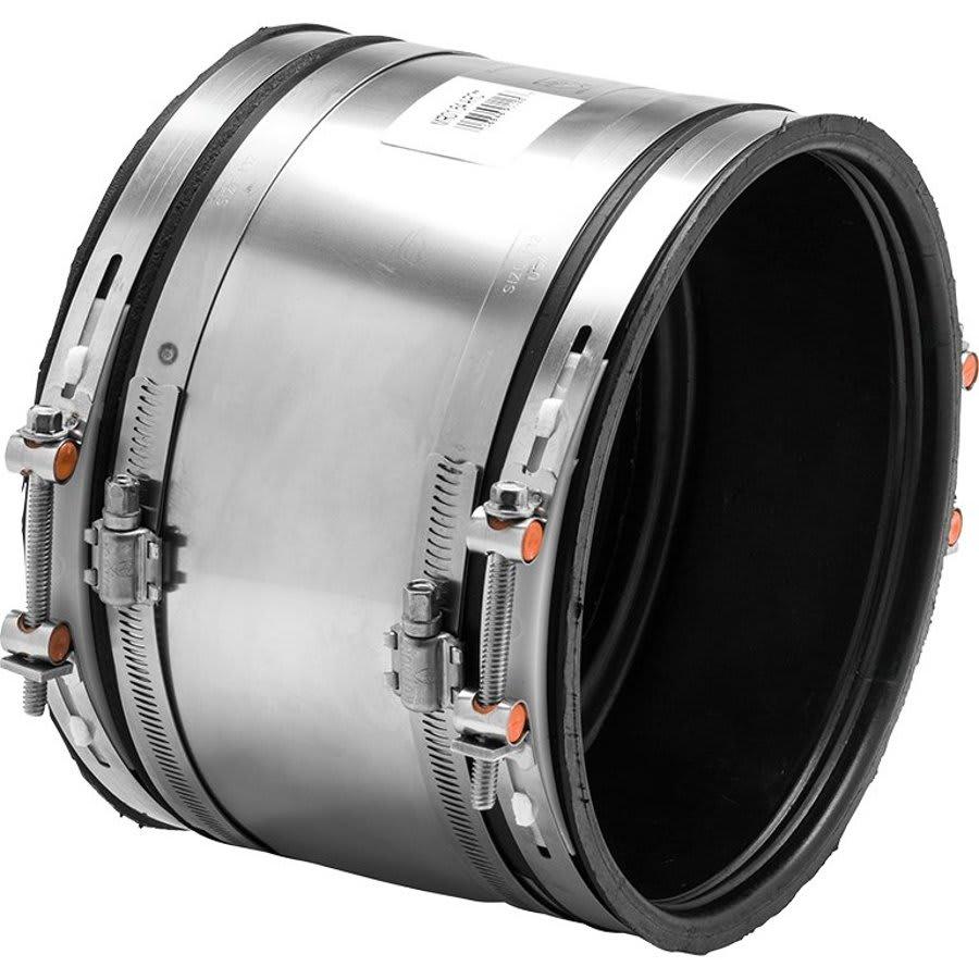 Shielded Transition Coupling, 4 in, Rubber/Stainless Steel