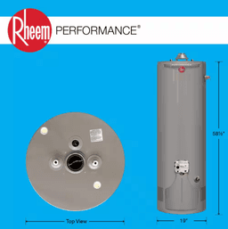 Performance 40 Gal. Tall 6-Year 38,000 BTU Ultra Low NOx (ULN) Natural Gas Tank Water Heater w/ Aluminum Drain Pan - rheem-gas-tank-water-heaters-xg40t06en38u1-e1_1000-jpg-1000x1000@2x.png
