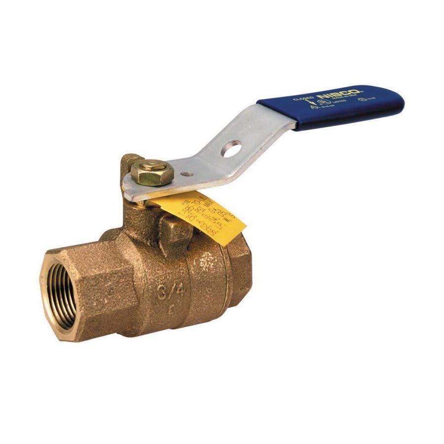 2-Piece Ball Valve, 1-1/4 in, FNPT, Standard Port, Brass Ball, Bronze