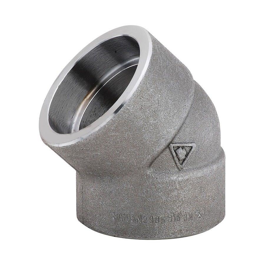 45 deg Elbow, 1 in, Socket Weld, SCH 80/XH, Forged Steel, 3000 lb
