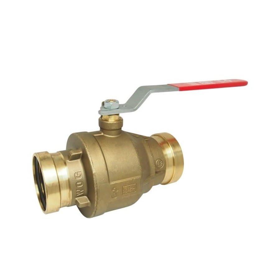 2-Piece Ball Valve, 4 in, Press, Full Port, Plated Brass Ball, Bronze