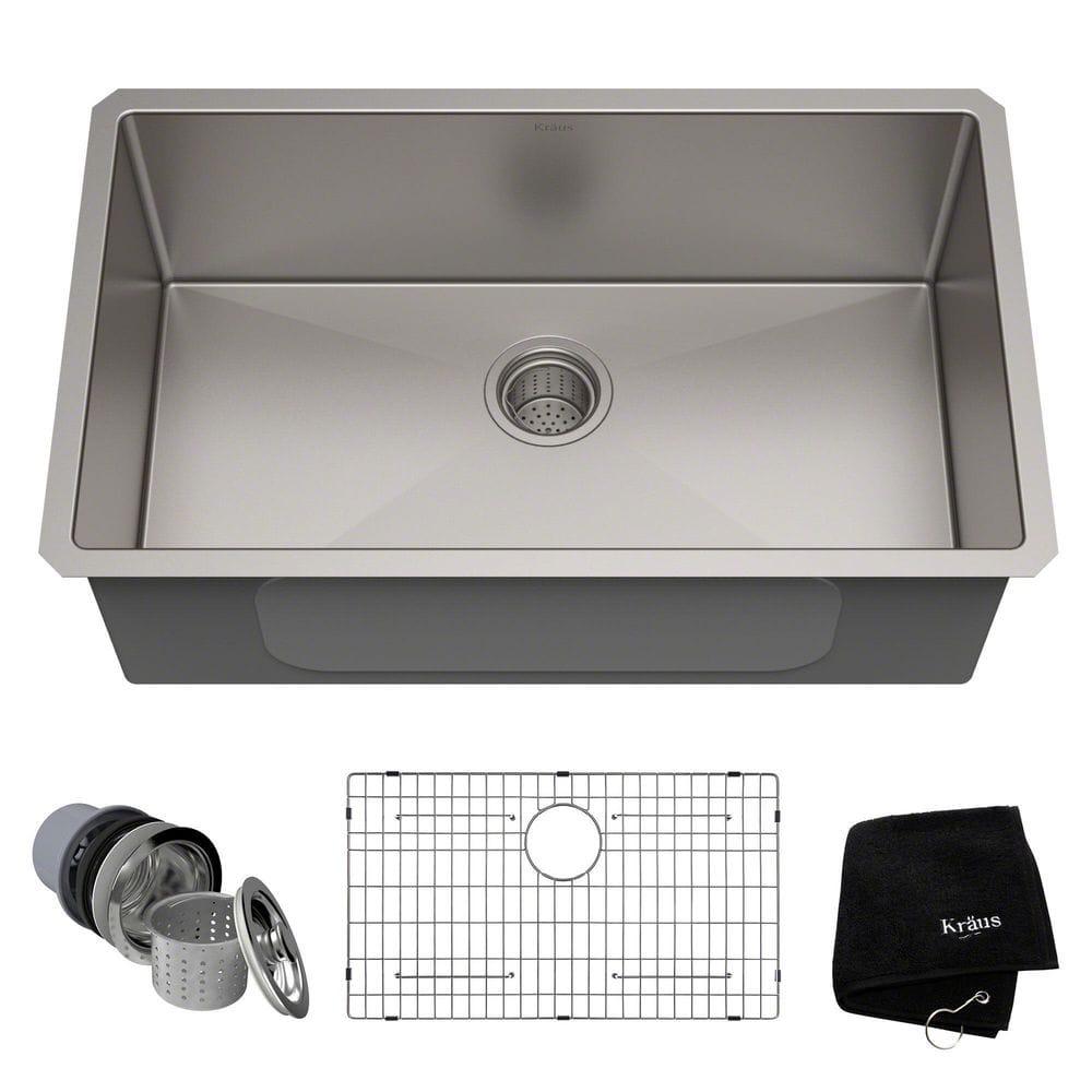 Standart PRO 30 in. Undermount Single Bowl 16 Gauge Stainless Steel Kitchen Sink with Accessories