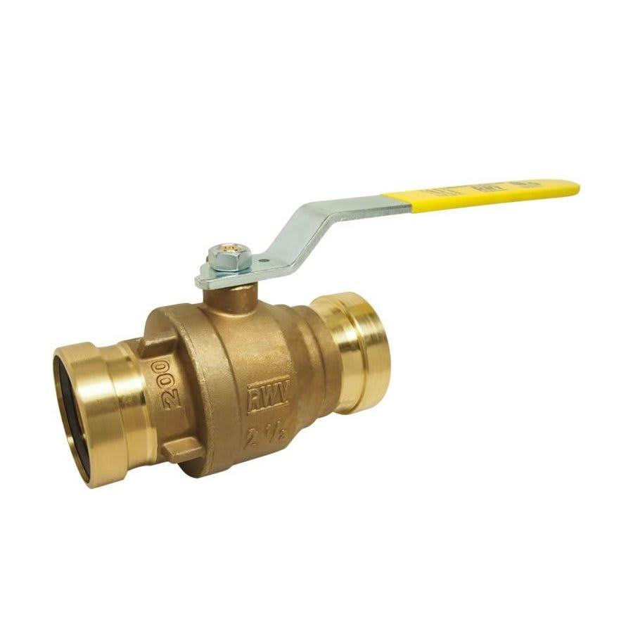 2-Piece Ball Valve, 3 in, Press, Full Port, Plated Brass Ball, Brass