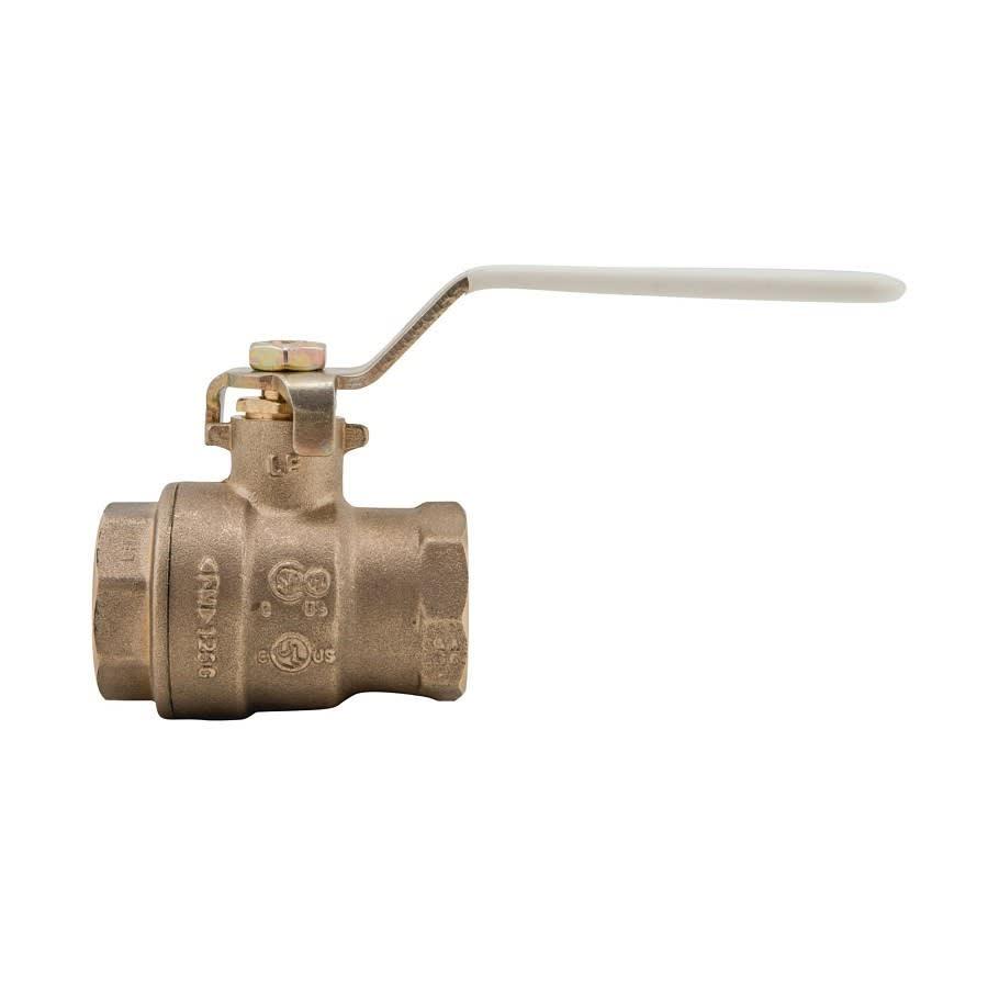 2-Piece Ball Valve, 3/4 in, FNPT, Full Port, Plated Brass Ball, Brass