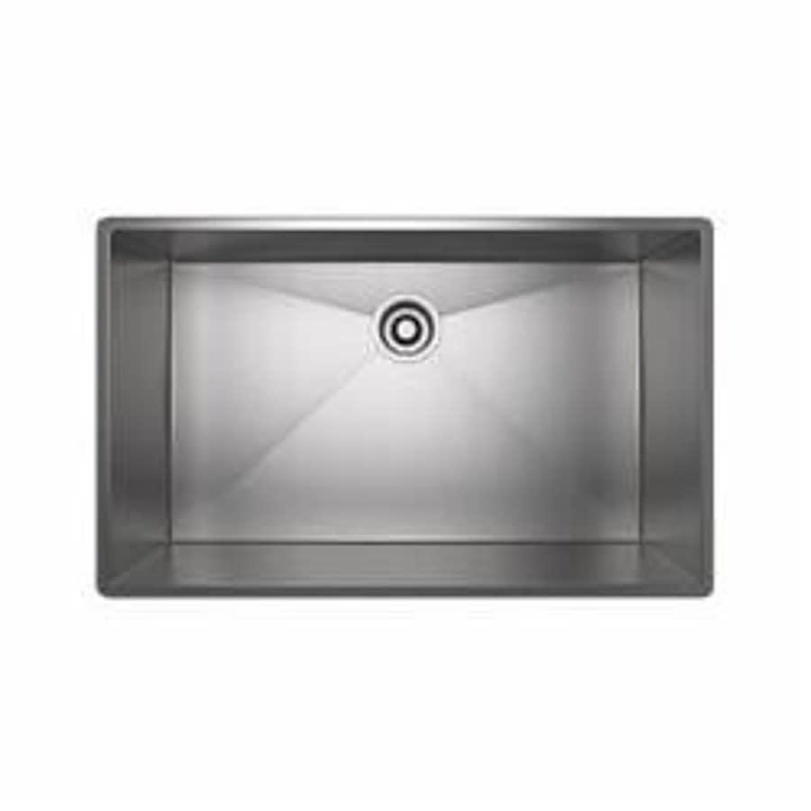 Single Bowl Kitchen Sink, Top/Under Mount, 31-1/2 x 19-1/2 in, 10 in Bowl Depth, 16 ga Brushed Stainless Steel Steel, Stainless