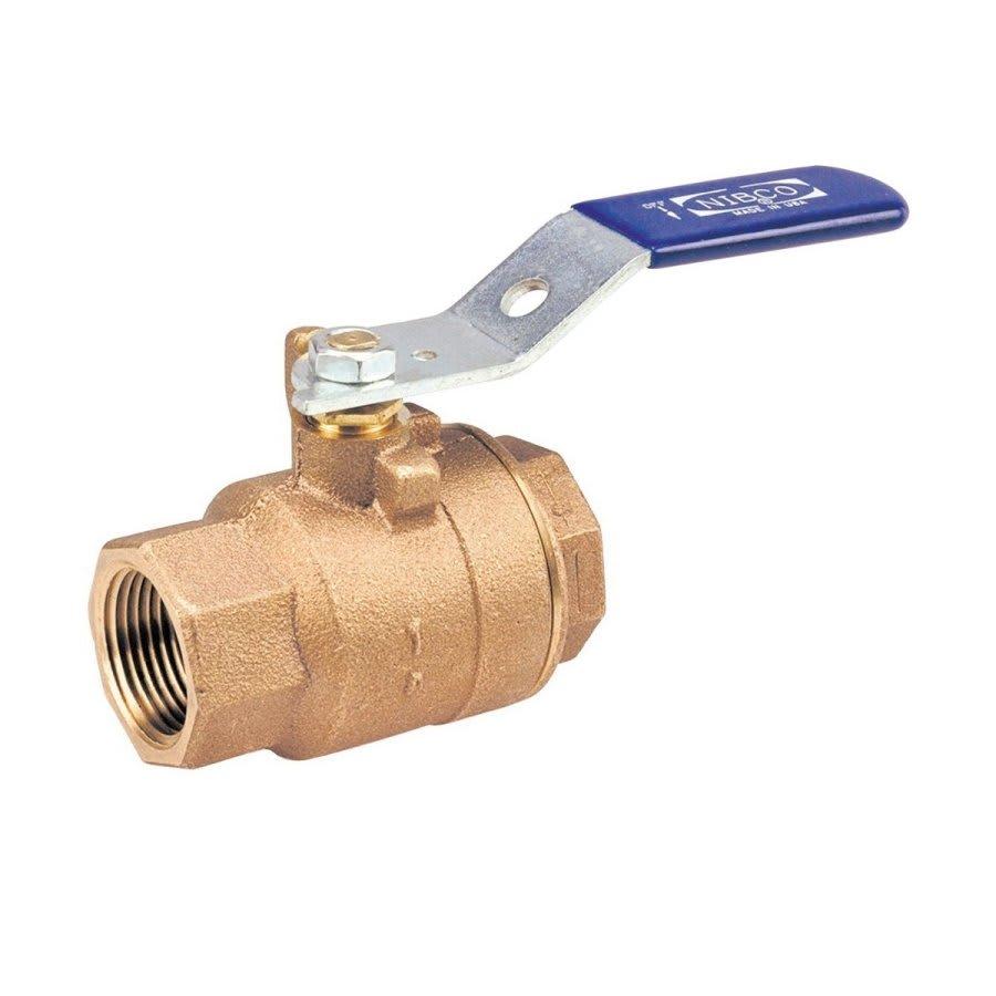 2-Piece Ball Valve, 2-1/2 in, FNPT, Standard Port, Plated Brass Ball, Bronze