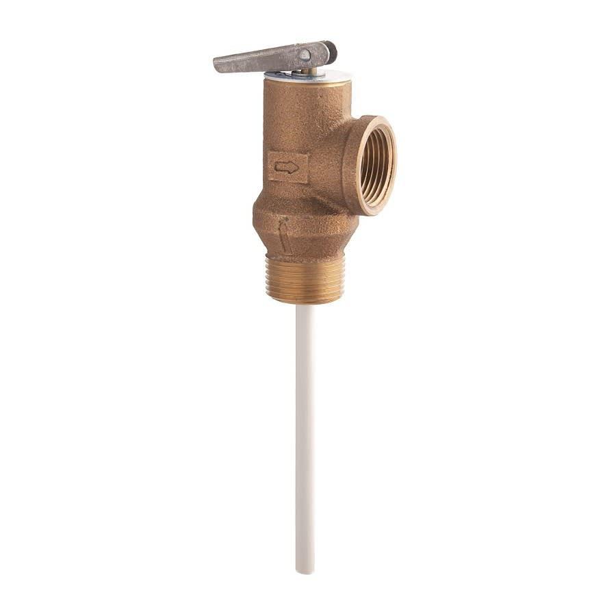 Temperature & Pressure Relief Valve, 3/4 in, MNPT x FNPT, Brass