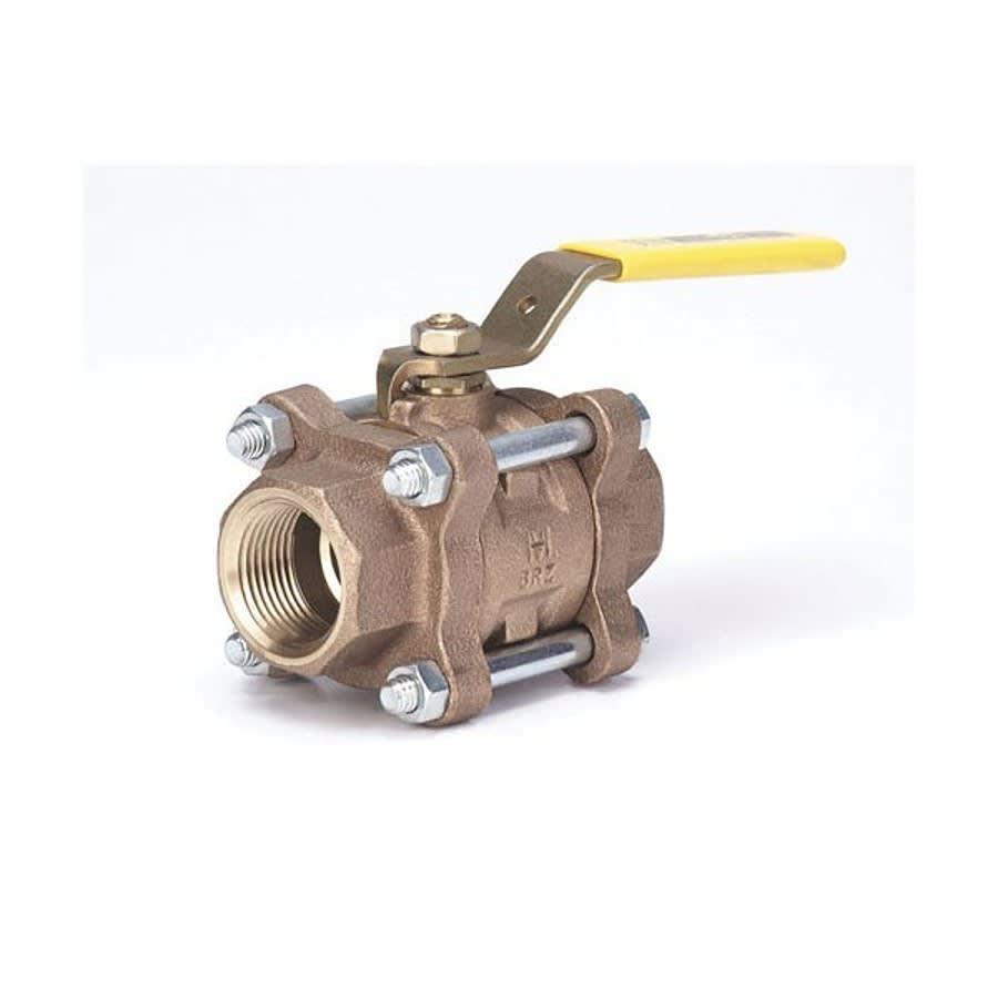 3-Piece Ball Valve, 1/2 in, FNPT, Full Port, Stainless Steel Ball, Bronze