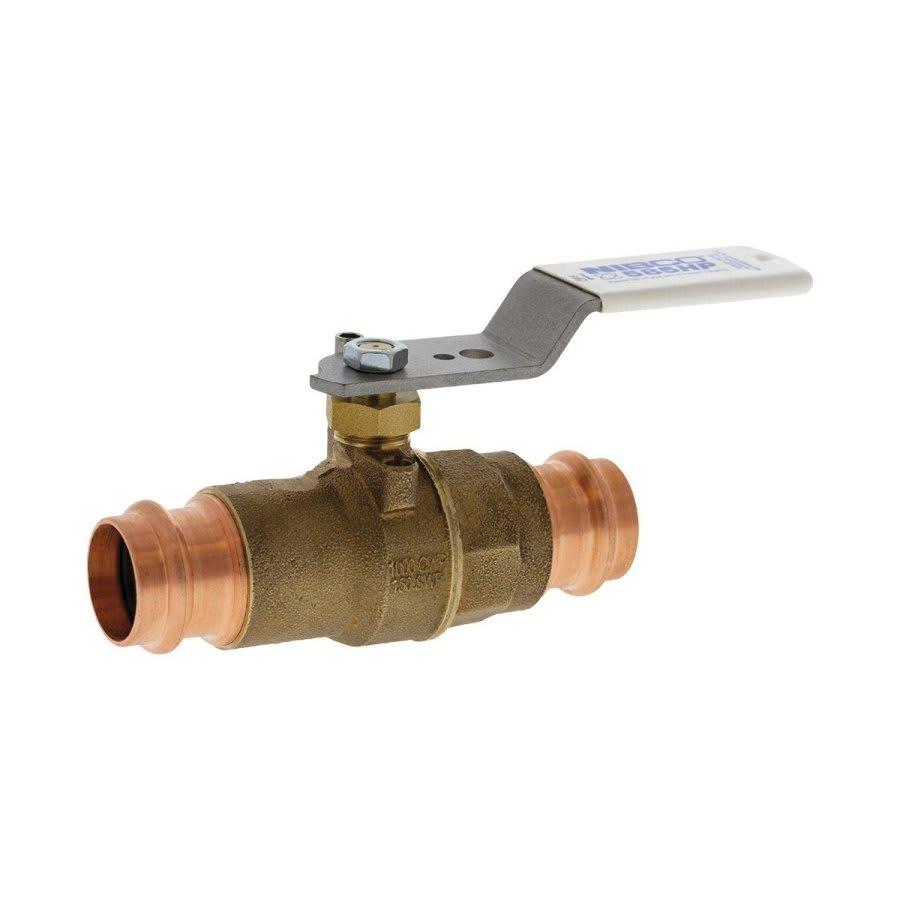 2-Piece Ball Valve, 1 in, Press, Full Port, Stainless Steel Ball, Bronze