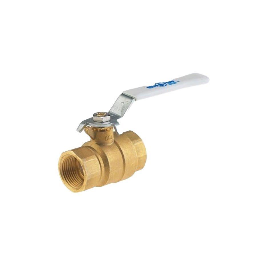 2-Piece Ball Valve, 2-1/2 in, FNPT, Full Port, Plated Brass Ball, Brass