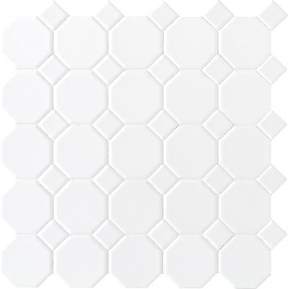 Octagon & Dot Matte White Octagon 2X2 Matte