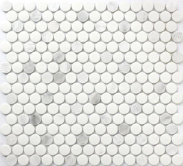 CARRARA PENNY ROUND 12X12 MOSAIC