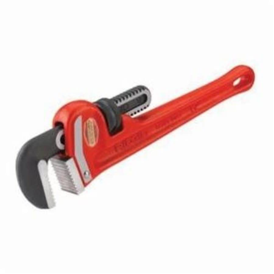 Straight Pipe Wrench, 2-1/2 in, Floating Forged Hook Jaw, Ductile Iron Handle, Red