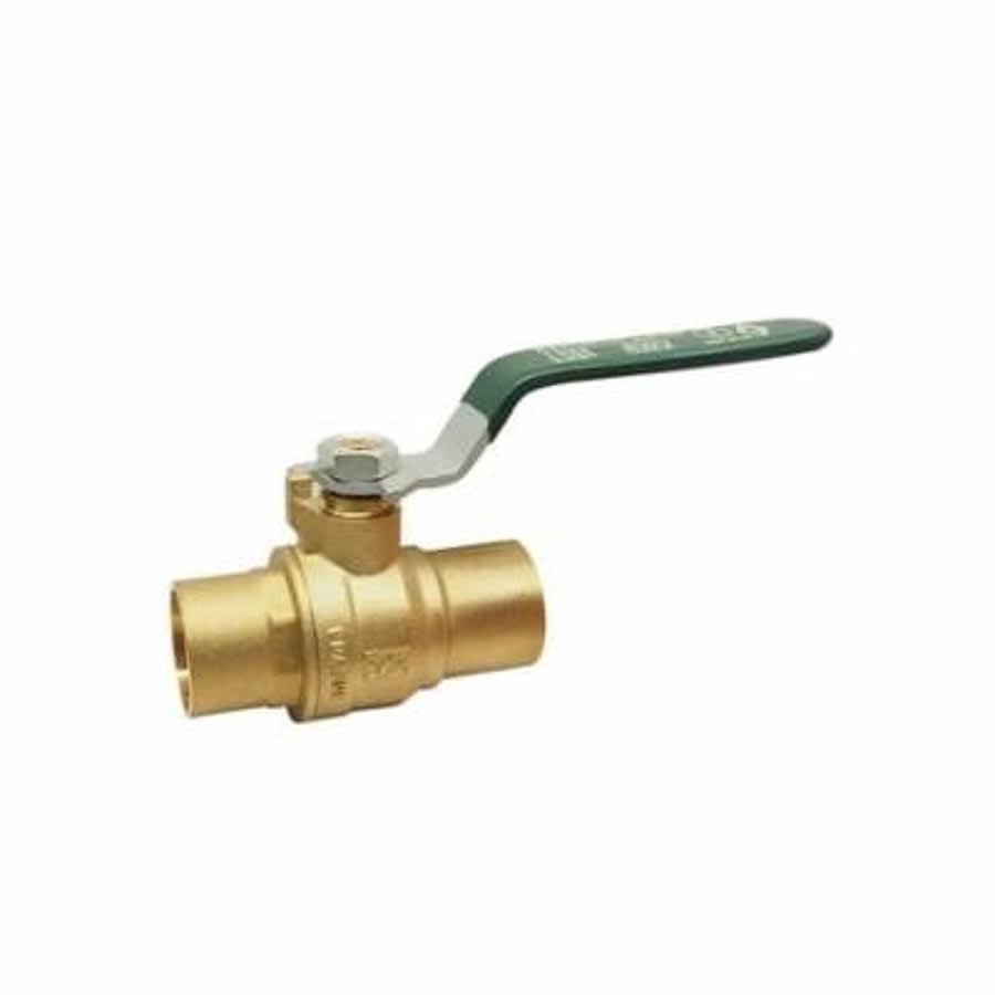 2-Piece Ball Valve, 1/2 in, C, Full Port, Plated Brass Ball, Brass