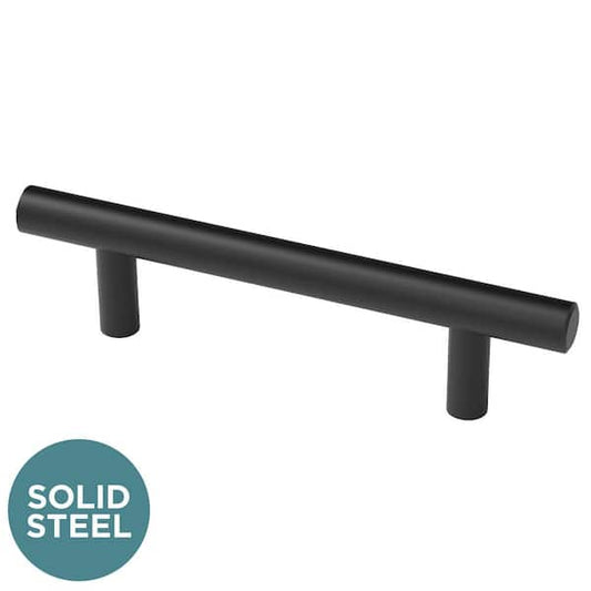 Solid Bar 3 in. (76 mm) Matte Black Cabinet Drawer Bar Pull