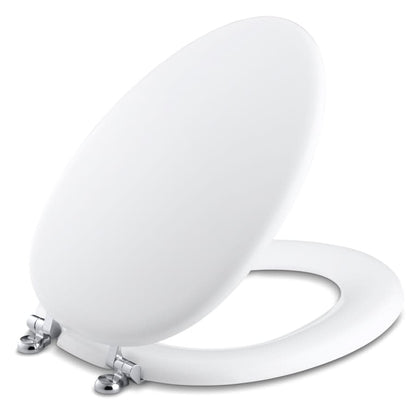 Kathryn Elongated Closed-Front Toilet Seat with Polished Chrome Hinges