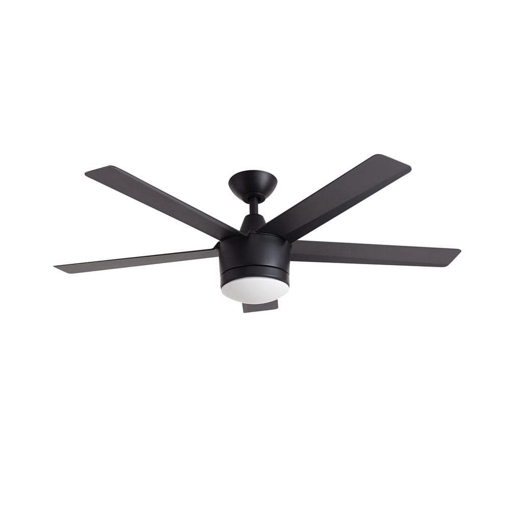 Merwry 52 in. Integrated LED Indoor Matte Black Ceiling Fan with Light Kit and Remote Control