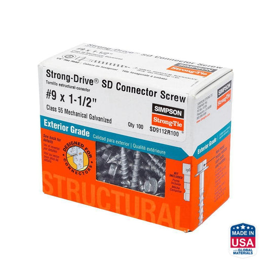 Simpson Strong-Tie #9 x 1-1/2 in. 1/4-Hex Drive, Strong-Drive SD Connector Screw (100-Pack)