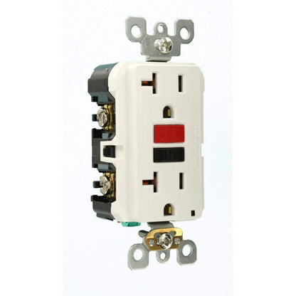 Leviton 20 Amp Self-Test SmartlockPro Slim Duplex GFCI Outlet, White