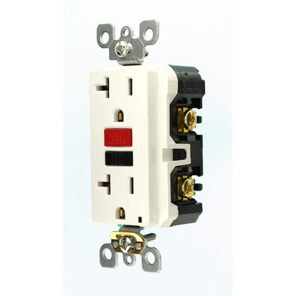Leviton 20 Amp Self-Test SmartlockPro Slim Duplex GFCI Outlet, White