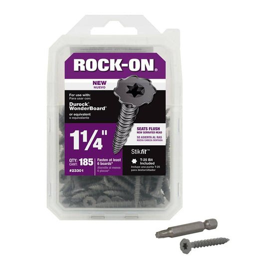 Rock-on #9 x 1-1/4 in. Serrated Flat Head Star Drive Cement Board Screws (185-Pack)
