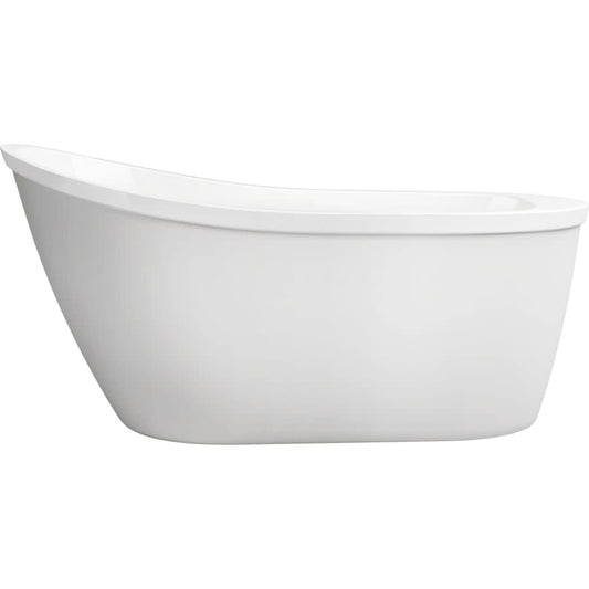 Bingham 59" Free Standing Acrylic Soaking Tub with Reversible Drain, Drain Assembly, and Overflow