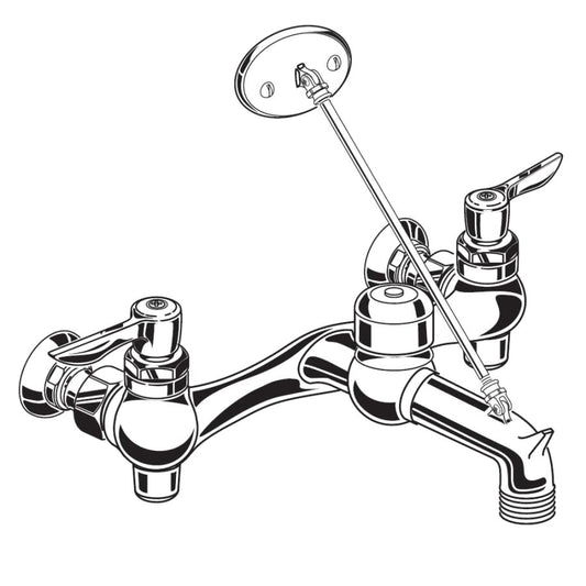 Wall Mounted Double Handle Service Faucet with Top Spout Brace