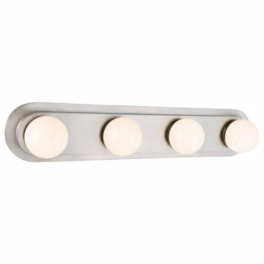 Hampton Bay Midford 24 in. 4-Light Brushed Nickel LED Vanity Light Bar with Frosted Shade