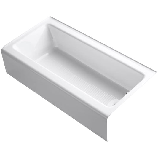 Bellwether Bath Tub 60" L x 30 1/4" W Cast Iron Soaking for Three Wall Alcove Installations with Integral Apron and Right Drain