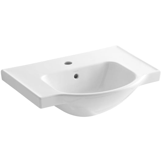Veer 24" Pedestal Bathroom Sink Only with One Hole Drilled and Overflow